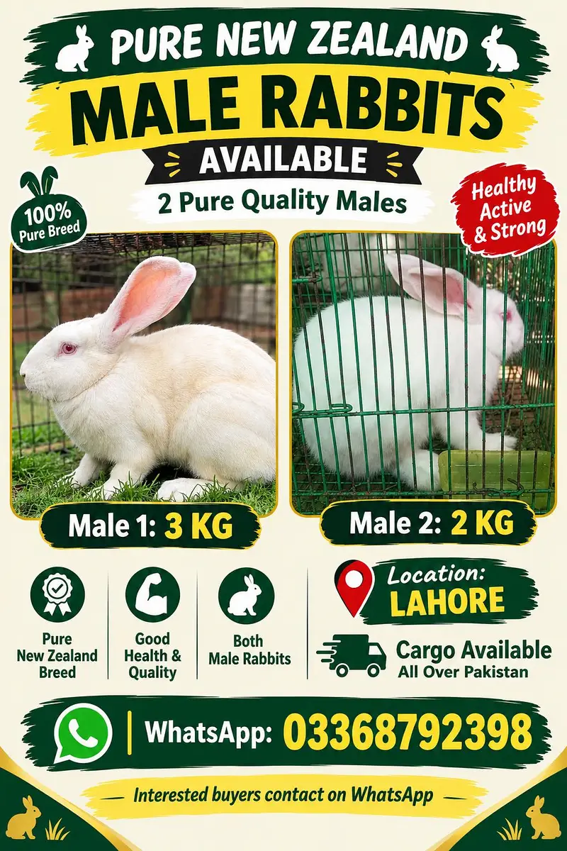 Pure newzeland rabbits male urgent for sales 03368792398 — photo 2