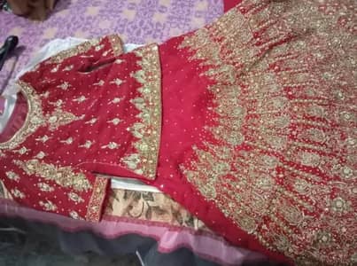 Red Chiffon Lehnga by Mohsin Sons
