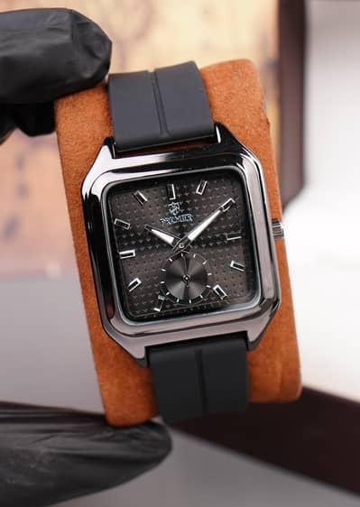 Premier Square Dial Watch-Rubber Staps, Magnetic Buckle. FREE DELIVERY