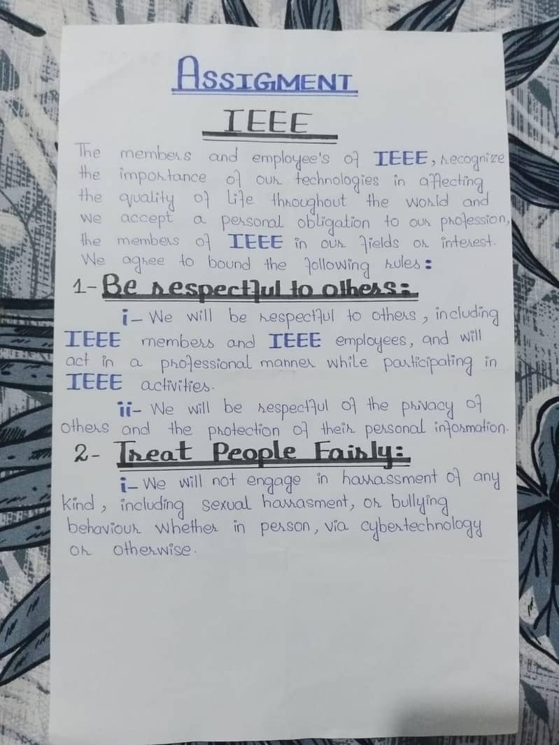 Handwritten Assignment Sample – IEEE Format 0