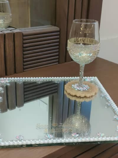 customize groom dodh pilaye glass and bride mou daikhaye mirror