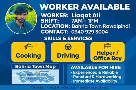 Morning Worker Available 7AM-1PM Bahria Town