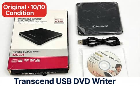 Transcend 8X Portable DVD Writer - Box Pack - Ultra Slim 13