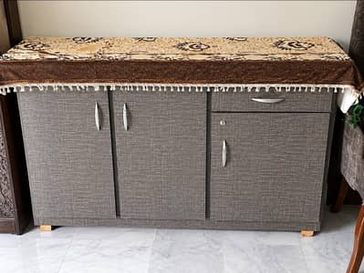wooden Iron stand with cabinets