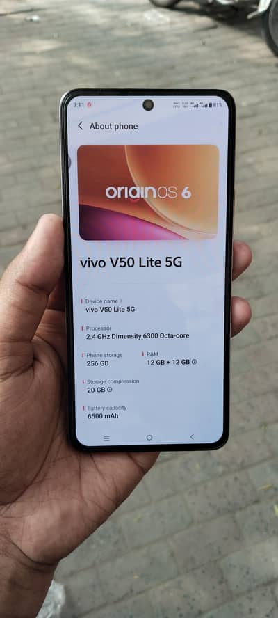 Vivo V50 Lite 5G Smartphone With Box Charger 12/256 official Pta!