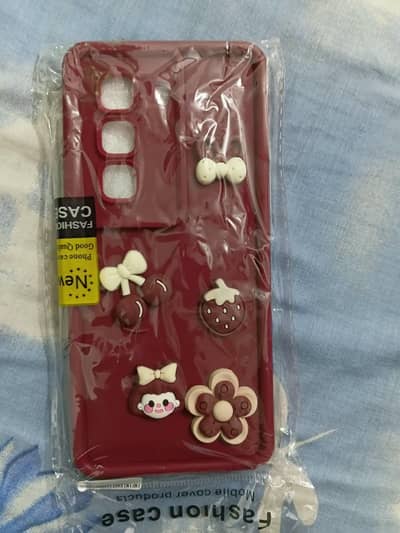 1x infinix hot 50 pro plus cute 3D cherry flower icons silicon case