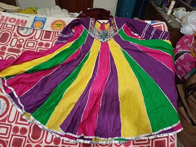 mehndi colouful  flare frock