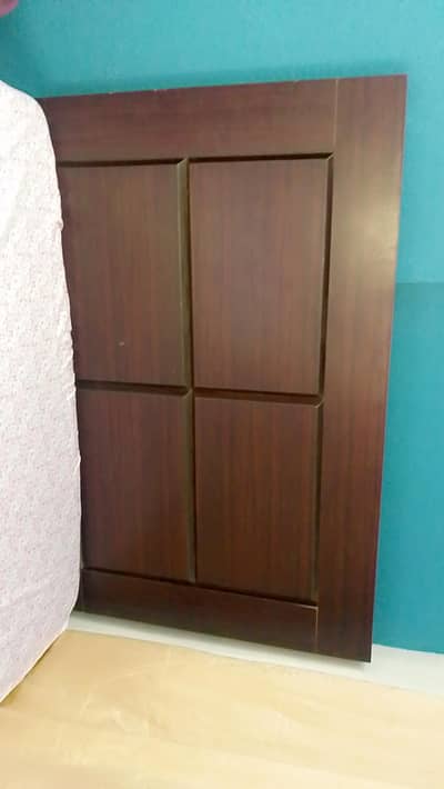 Brown Wooden Single Bed with Mattress