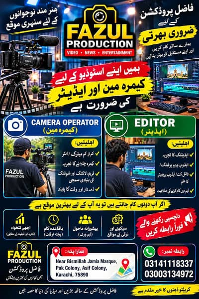 Hiring for professional Video editor