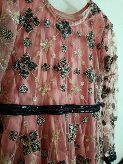 peach pink full flare umbrella maxi