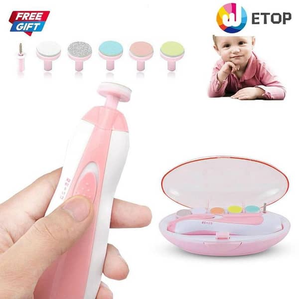 T  The Vechase | 6 in 1 Baby Nail Trimmer Portable Electric Baby Manicure Pedicure Nail Clippers Infant Newborn Baby Nail Cutter with LED Ligh