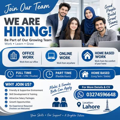 WE ARE HIRING FOR FULL TIME,PART TIME AND HOME BASE