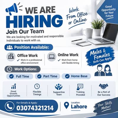 We are hiring  for full time ,part time and home base