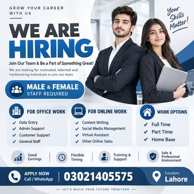 We are hiring for full time, part time and home base.