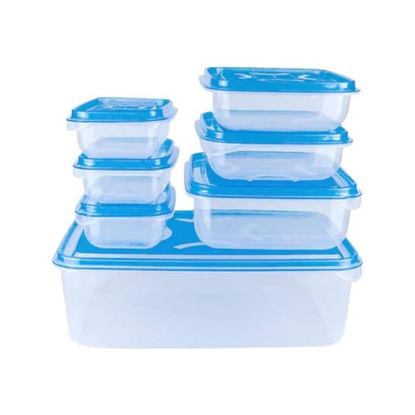 T  FOOD CONTAINERS, THUMB LOCK FOOD CONTAINER, STACKABLE PLASTIC STORAGE BOXES ( 7PC SET)