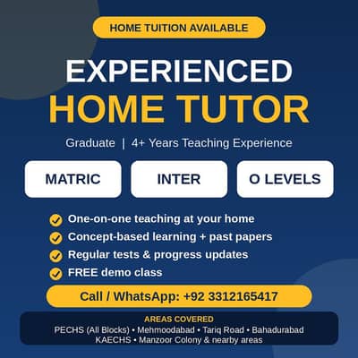 Home Tutiton Available  - Karachi