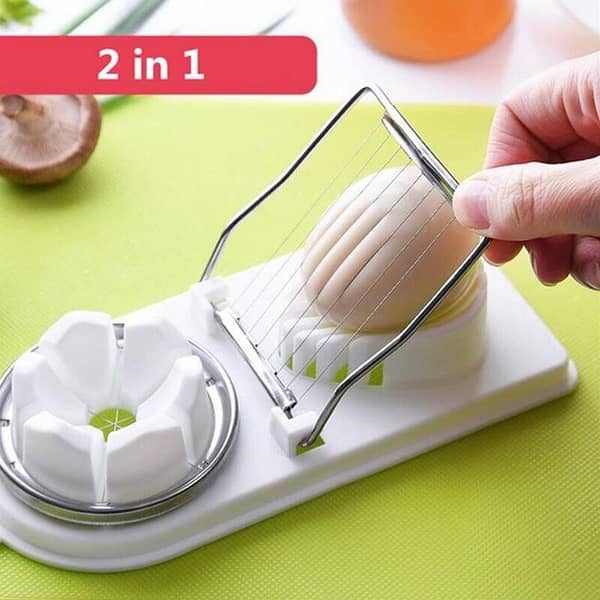 T  2 In 1 Egg Slicer & Cutter - Plastic & Stainless Steel