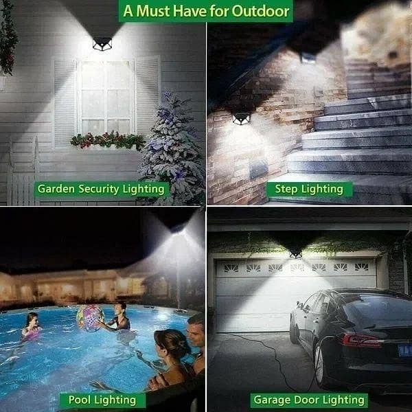 T  Solar Power Interaction Wall Light 100 LED Lamp Beads PIR Motion Sensor + Light Control 3 Modes Waterproof Home Garden Decor