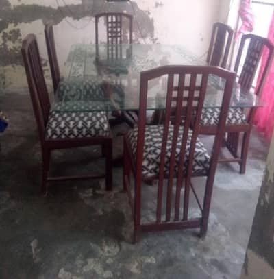 6 Chairs Glass Dining Table - For Sale Sambrial