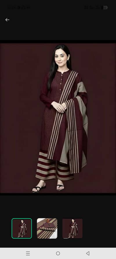 3 Pcs Woman printed suit maroon unstitched Lawn collection