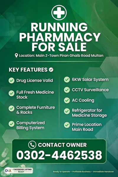 Running pharmacy for sale