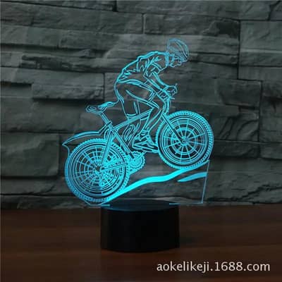 3D Illusion Cycle Rider LED Lamp - 7 Colors - Gift & Room Decor