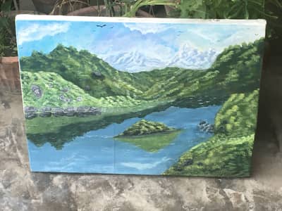Handmade original Painting on Canvas Size 24 by 17 inches