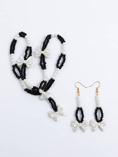 Handmade Crystal Beaded Jewellery Set - Necklace, Earrings, Bracelet
