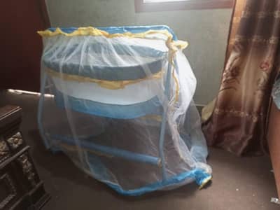 Baby Swing Blue Patterned Mosquito Net