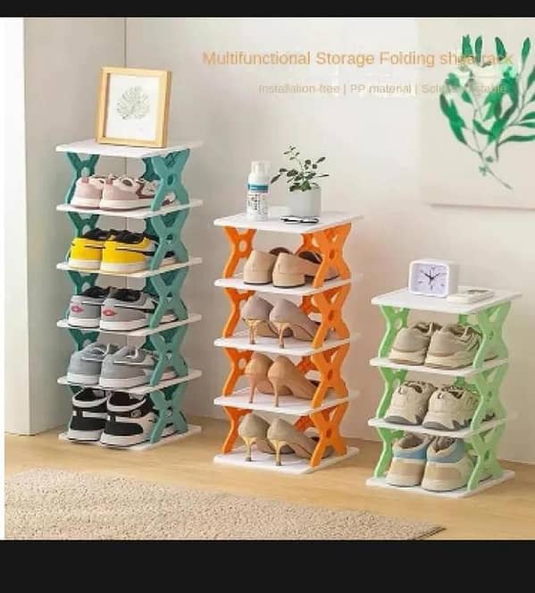T  5 Layers Shoe Rack Stackable Shoe Storage Organizer for Bedroom Entryway Adjustable Shoe Rack Shoe Slots Organizer Shelf Easy Clean Shoe Tower Rack (Multi Color)