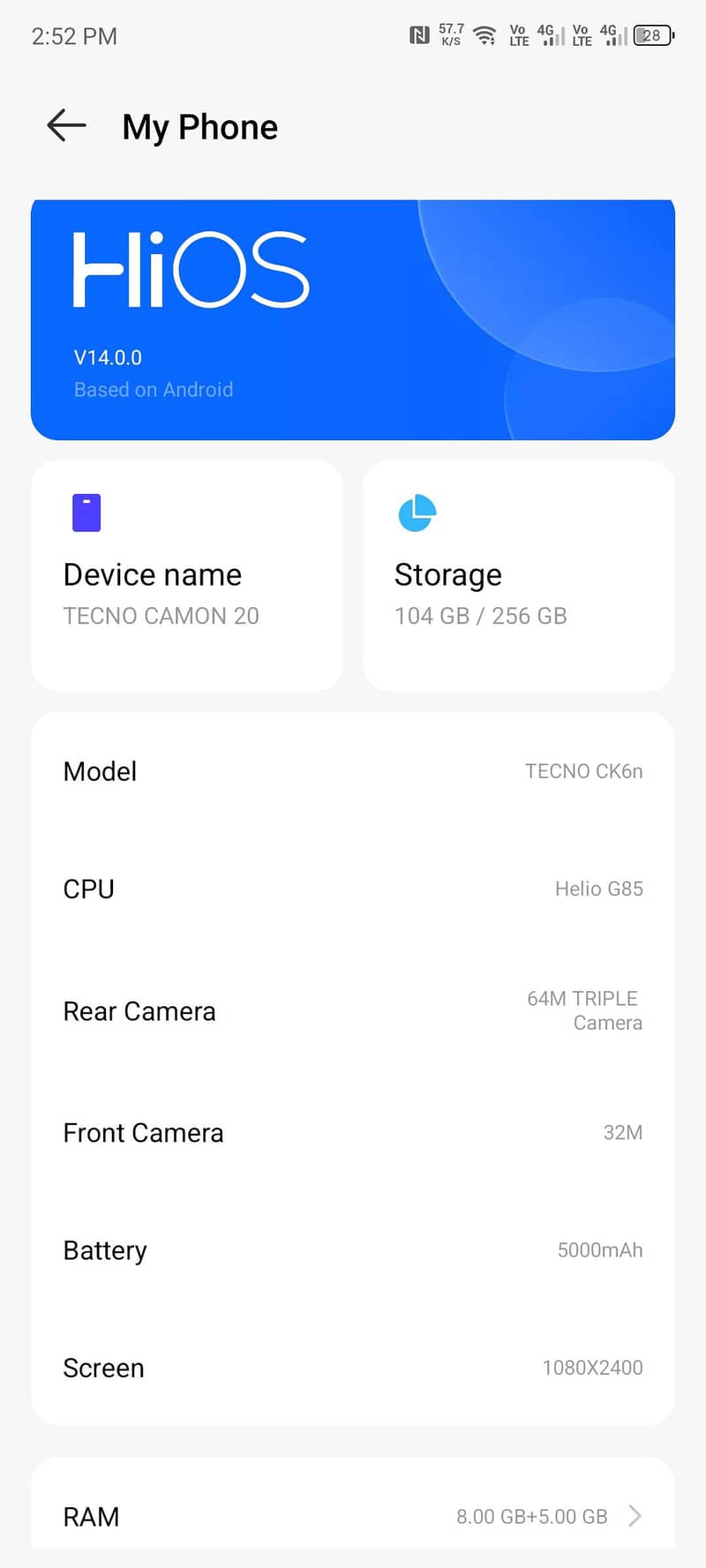 Tecno CAMON 20 6
