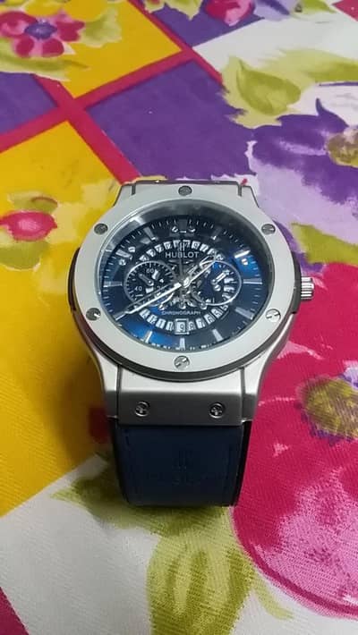 Hublot Style Blue Dial Chronograph Watch