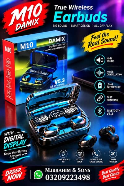 M 10 Wireless Earbuds 5.3v