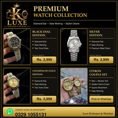 Luxe Watches - Diamond Dial Watch For Men - Date Working