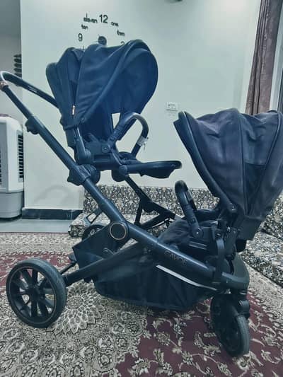 Twin foldable stroller pram