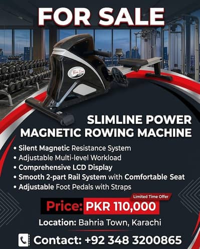 Slim Line Rowing Machine - Home Gym Full Body Workout Machine