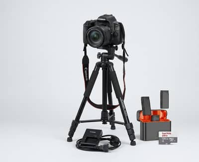 Canon DSLR Camera Set with Lens, Tripod & Bag (Shutter 2200)