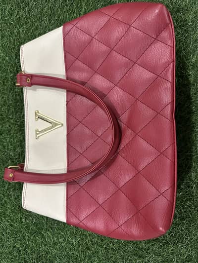 Premium Maroon Quilted Ladies Handbag | Elegant Two-Tone Design