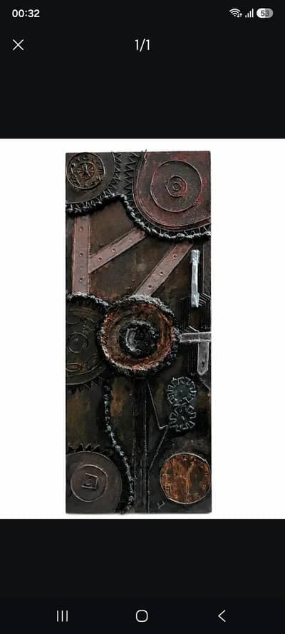 Title: Industrial Steampunk Abstract 3D Textured Painting