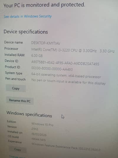 Personal use pc for sale i3 3rd generation 16000  free monitor