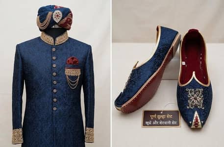 Royal Navy Blue Sherwan Seti – Groom’s Premium Look