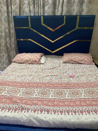 Double bed blue velvet