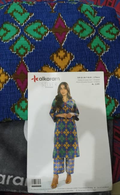 Alkaram Silver Khaddar Printed 2 Piece Suit (Unstitched) - Blue