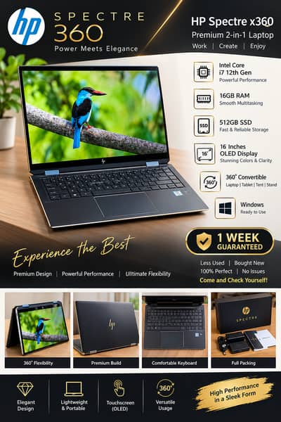 HP Spectre x360 Core i7 12th Gen | 16GB RAM | 512GB SSD | 16-Inch OLED