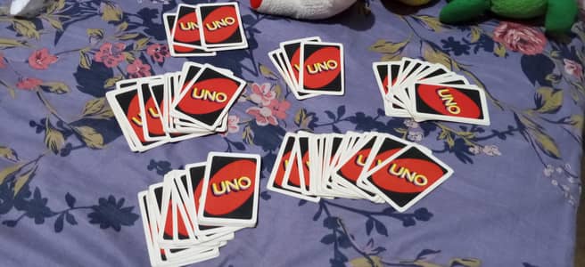 Uno cards and toy car