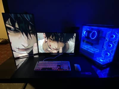 GAMING PC FULL SETUP WITH 2 ulra 4k leds 27 inch