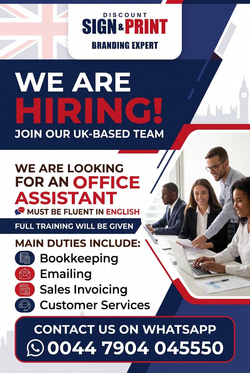 Office assistant/Uk based company bookkeeping 0