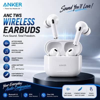 Anker ANC TWS Wireless Earbuds | Bluetooth 5.3 | Active Noise Cancell