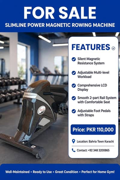 Slimline Power Magnetic Rowing Machine - 110k Bahria Town Karachi