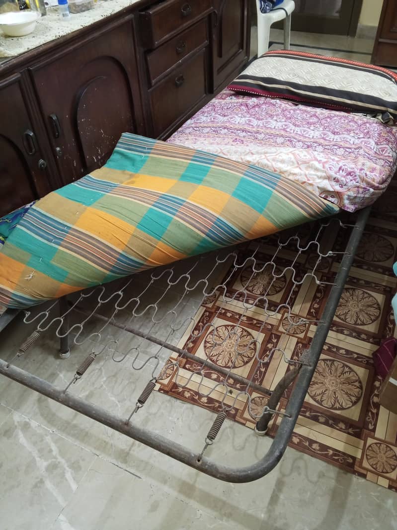 Foldable Single Bed Frame plus Mattress 3